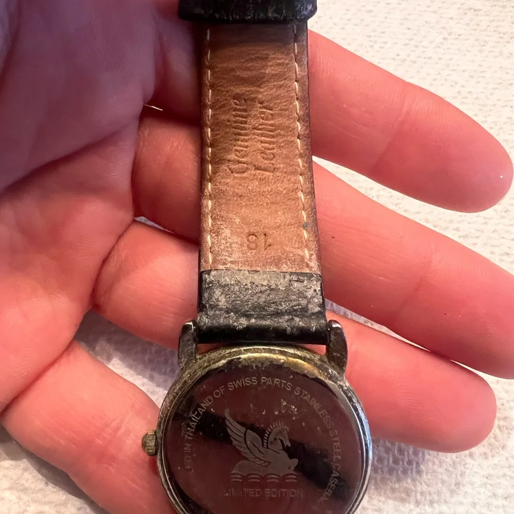 Limited Edition Tourneau Gold Dial Watch with Black Leather Strap